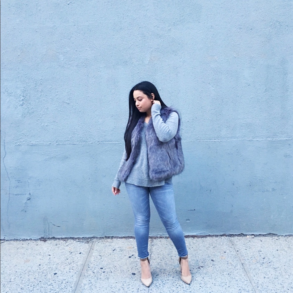 Grey Faux Fur Vest.